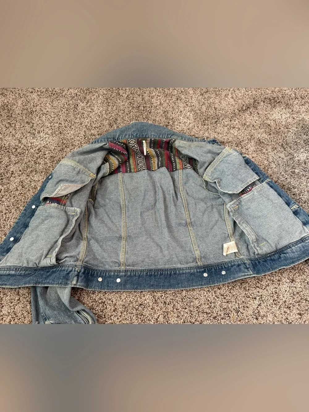 Women’s Free People Distressed Baja Denim Jean Jacket - Size 2 - Picture 5 of 7